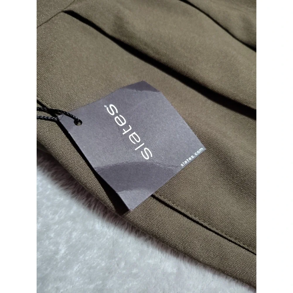 Slates Dress Pants Men 36/29.5 Brown Business Cuffed Pleated Classic Work